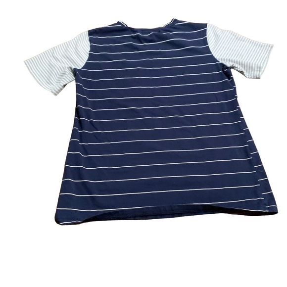 Merokeety Women’s Short Sleeve Striped T-Shirt Contrasting Pocket Sleeves Size M - Picture 4 of 6